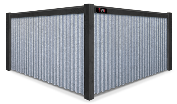 Black Cedar Frame Galvanized R-Panel Steel fence contractor in xxxREGION