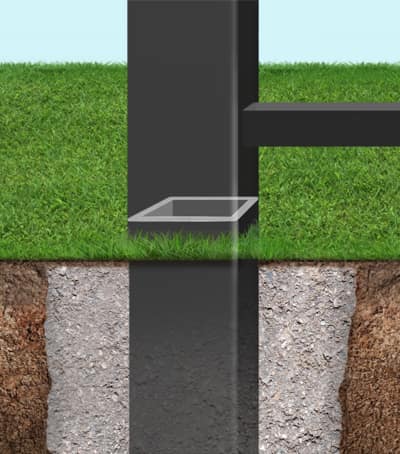 Aluminum fence post in concrete