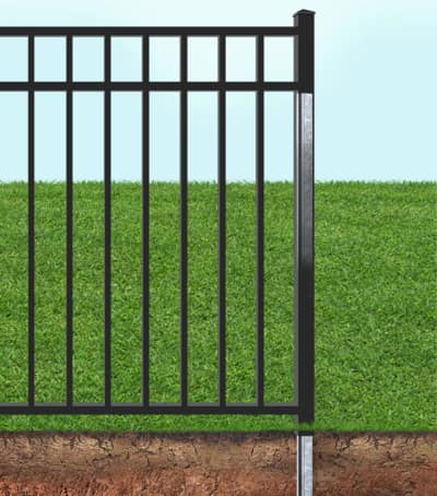 Steel I-Post diagram for aluminum fence