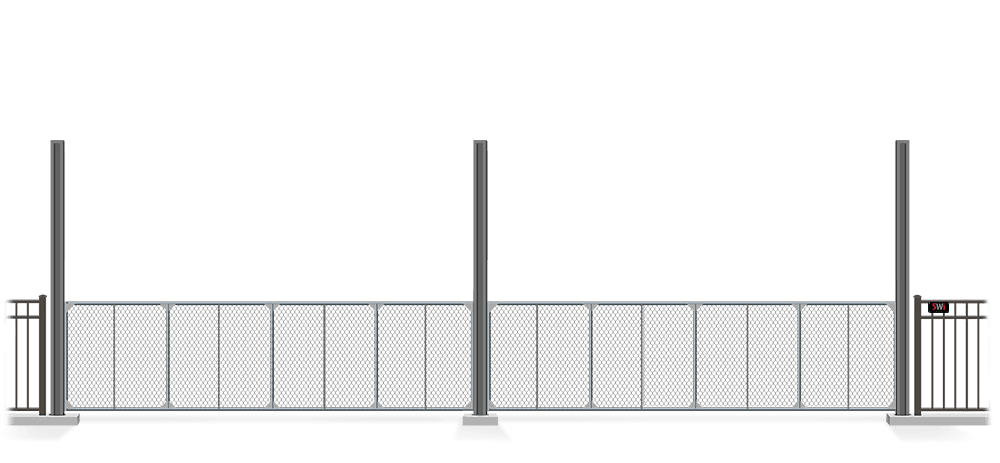 Automated chain link Vertical Lift gate in closed position