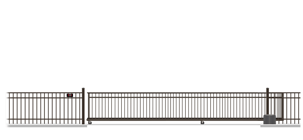 Automated Metal V-Track gate in closed position