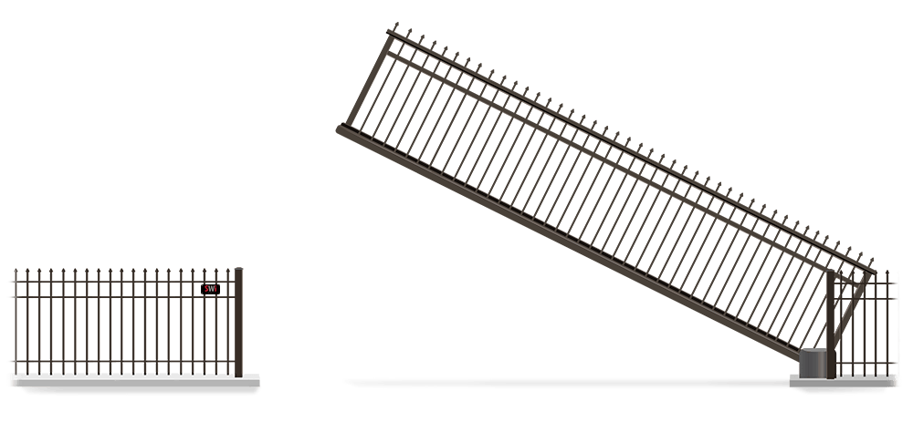 Automated Metal Vertical Pivot gate in open position