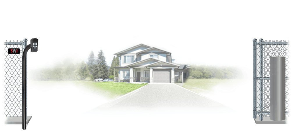 Chain Link sliding estate gate in open position