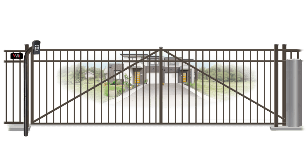 Metal sliding estate gate in closed position