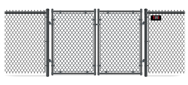 Double Swing Chain Link gate in closed position