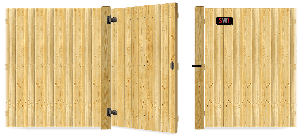 Wood gate in open position