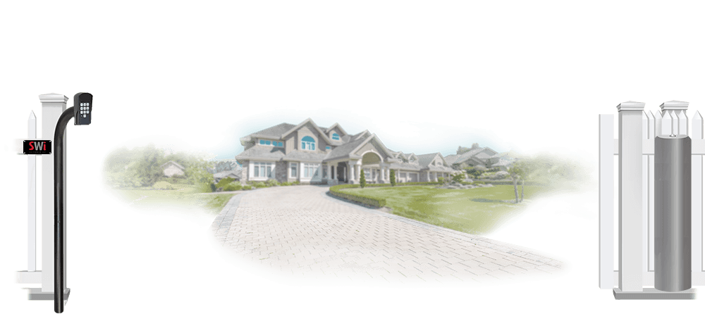 Vinyl sliding estate gate in open position