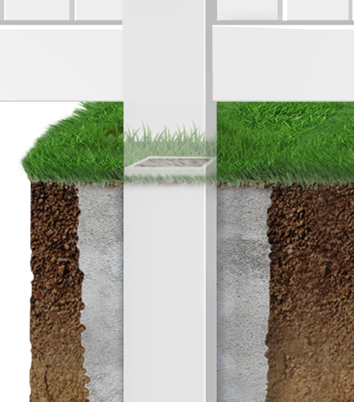 Ground level hollow vinyl fence post 