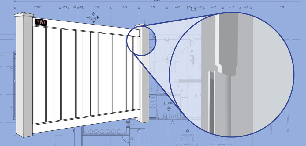 Close up of a Vinyl fence U-Channel
